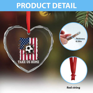 USA Soccer Game Day Heart Crystal Glass Ornament Take Us Home TS12 Print Your Wear