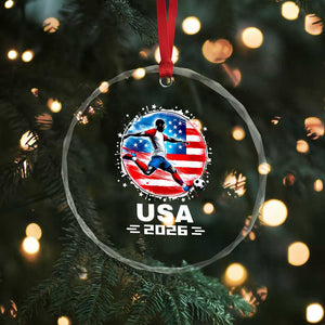 USA Soccer Patriotic Player 2026 Graphic Crystal Glass Ornament United States Football Fan Spirit