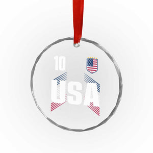 USA Soccer Sports Graphic Number 10 Jersey Style Crystal Glass Ornament Proud Fans Game Day Pride