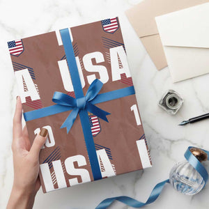 USA Soccer Sports Graphic Number 10 Jersey Style Wrapping Paper Roll Proud Fans Game Day Pride TS02 Mocha Print Your Wear
