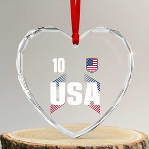 USA Soccer Sports Graphic Number 10 Jersey Style Heart Crystal Glass Ornament Proud Fans Game Day Pride TS02 Transparent Glass 3'' Heart Print Your Wear