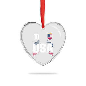 USA Soccer Sports Graphic Number 10 Jersey Style Heart Crystal Glass Ornament Proud Fans Game Day Pride TS02 Print Your Wear