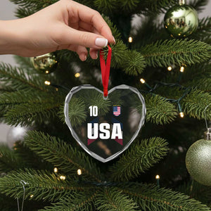 USA Soccer Sports Graphic Number 10 Jersey Style Heart Crystal Glass Ornament Proud Fans Game Day Pride TS02 Print Your Wear