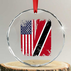 USA Trinidad and Tobago Crystal Glass Ornament Retro Vintage American Trini Pride Flag TS10 Transparent Glass 3'' Circle Print Your Wear