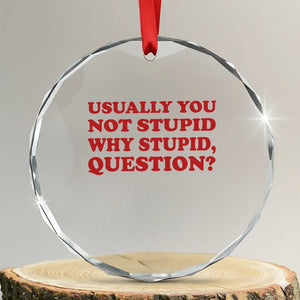 Usually You Not Stupid Why Stupid Question Crystal Glass Ornament Funny Space Quote Sci Fi Book TS14 Transparent Glass 3'' Circle Print Your Wear