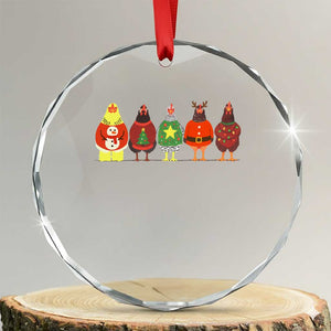 Сute Christmas Chickens Crystal Glass Ornament Funny Xmas Chickens Farm Animals Lover Gift TS10 Transparent Glass 3'' Circle Print Your Wear