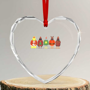 Сute Christmas Chickens Heart Crystal Glass Ornament Funny Xmas Chickens Farm Animals Lover Gift TS10 Transparent Glass 3'' Heart Print Your Wear