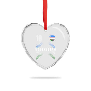 Uzbekistan Soccer Sports Graphic Number 10 Jersey Style Heart Crystal Glass Ornament Proud Uzbek Football Fans Game Day Pride