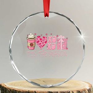 Valentine Coffee Crystal Glass Ornament Love Heart XOXO Cute Graphic Valentines Day TS10 Transparent Glass 3'' Circle Print Your Wear