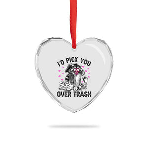 Valentine Racoon Trash Panda Heart Crystal Glass Ornament I Would Pick You Over Trash TS14 Print Your Wear