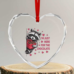 Valentine Racoon Trash Panda Heart Crystal Glass Ornament I'm Just Here For The Chocolate TS14 Transparent Glass 3'' Heart Print Your Wear