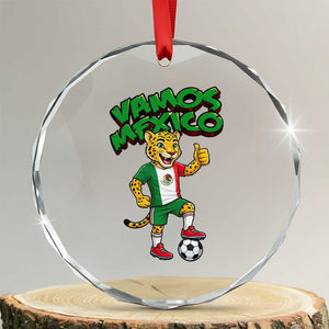 Vamos Mexico Fierce Leopard Crystal Glass Ornament Soccer 2026 Fan Gift TS12 Transparent Glass 3'' Circle Print Your Wear