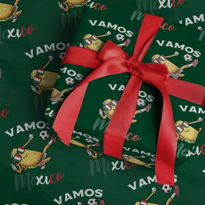 Vamos Mexico Taco Playing Soccer Wrapping Paper Roll Mexican Fan Gift TS12 Green Print Your Wear