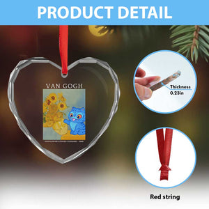 Van Gogh Kpop Fan Heart Crystal Glass Ornament Blue Tiger Vintage Art Sunflower Cat TS10 Print Your Wear