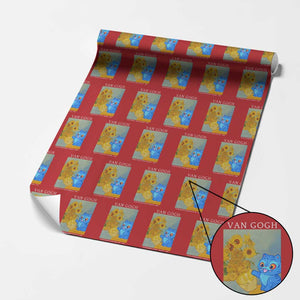 Van Gogh Kpop Fan Wrapping Paper Roll Blue Tiger Vintage Art Sunflower Cat TS10 Red Print Your Wear