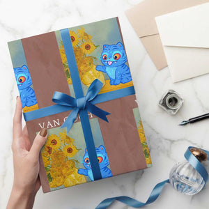 Van Gogh Kpop Fan Wrapping Paper Roll Blue Tiger Vintage Art Sunflower Cat TS10 Mocha Print Your Wear