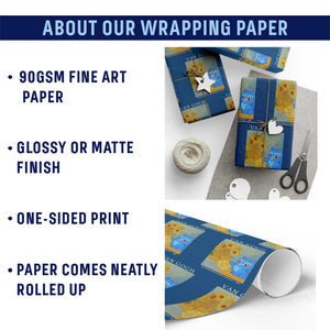 Van Gogh Kpop Fan Wrapping Paper Roll Blue Tiger Vintage Art Sunflower Cat TS10 Print Your Wear