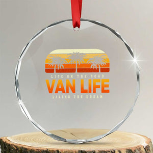Van Life Crystal Glass Ornament Retro Camping RV Motorhome Travel Vacation Gift TS10 Transparent Glass 3'' Circle Print Your Wear