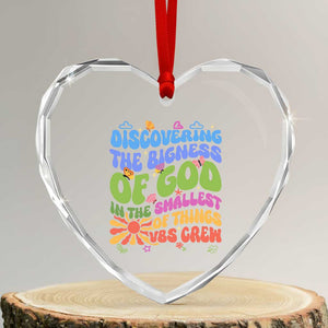 VBS 2025 Heart Crystal Glass Ornament Discovering The Bigness Of God In The Smallest Of Things Retro Groovy TS02 Transparent Glass 3'' Heart Print Your Wear