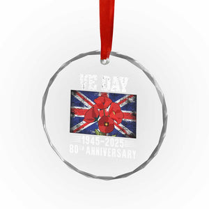 VE Day 80th Anniversary Crystal Glass Ornament 2025 Celebration Union Flag Poppies WWII Remembrance TS02 Print Your Wear