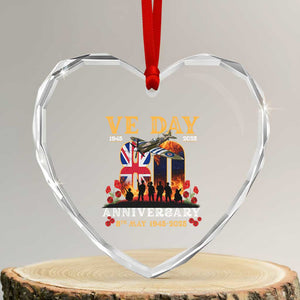 VE Day 80th Anniversary Heart Crystal Glass Ornament 2025 Celebration Union Flag WWII Remembrance TS02 Transparent Glass 3'' Heart Print Your Wear