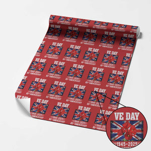VE Day 80th Anniversary Wrapping Paper Roll 2025 Celebration Union Flag Poppies WWII Remembrance TS02 Red Print Your Wear