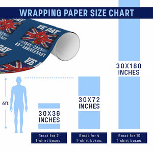 VE Day 80th Anniversary Wrapping Paper Roll 2025 Celebration Union Flag Poppies WWII Remembrance TS02 Print Your Wear
