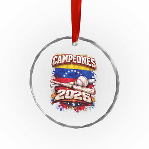 Venezuela Campeones 2026 Baseball Championship Crystal Glass Ornament Vintage Venezuelan Flag TS11 Print Your Wear