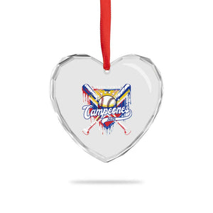 Venezuela Campeones Baseball Championship 2026 Heart Crystal Glass Ornament Home Plate Drip TS11 Print Your Wear