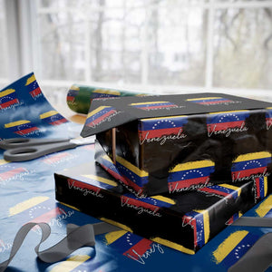 Venezuela Flag Pride Patriotic Wrapping Paper Roll for Venezuelan Roost TS02 Black Print Your Wear