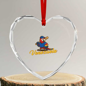 Venezuela Guacamaya Macaw Baseball Heart Crystal Glass Ornament Venezuelan Pride Latino Beisbol Fans TS02 Transparent Glass 3'' Heart Print Your Wear