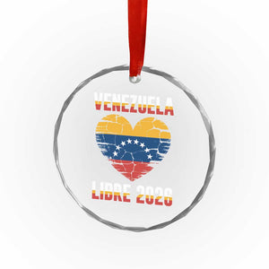 Venezuela Libre 2026 Crystal Glass Ornament Venezuelan Flag Heart Freedom and National Pride TS02 Print Your Wear