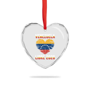 Venezuela Libre 2026 Heart Crystal Glass Ornament Venezuelan Flag Heart Freedom and National Pride TS02 Print Your Wear