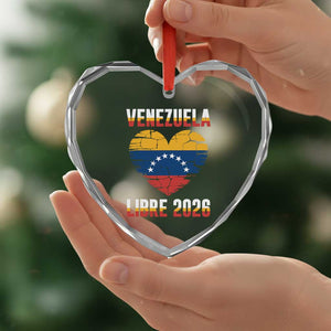 Venezuela Libre 2026 Heart Crystal Glass Ornament Venezuelan Flag Heart Freedom and National Pride TS02 Print Your Wear