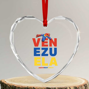 Venezuela Pride Flying Scarlet Macaw Heart Crystal Glass Ornament Ara Macao Guacamaya Venezuelan Pride Tropical Bird TS02 Transparent Glass 3'' Heart Print Your Wear