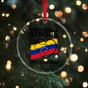 Venezuela Strong Pray and Support Crystal Glass Ornament Solidarity Patriotic Venezuelan Flag Map Heart