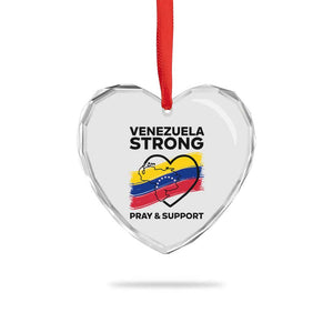 Venezuela Strong Pray and Support Heart Crystal Glass Ornament Solidarity Patriotic Venezuelan Flag Map Heart