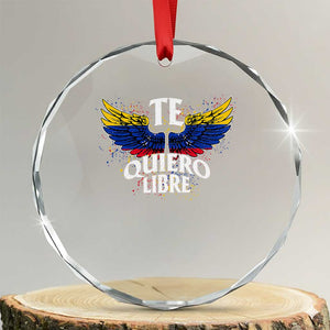 Venezuelan Pride Crystal Glass Ornament Te Quiero Libre Venezuela Flag Wings TS11 Transparent Glass 3'' Circle Print Your Wear