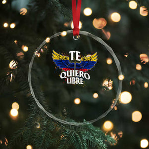 Venezuelan Pride Crystal Glass Ornament Te Quiero Libre Venezuela Flag Wings TS11 Print Your Wear