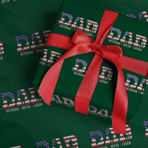 Veteran Dad The Myth Legend Wrapping Paper Roll Cool Father's Day Military Gifts 4th of July TS14 Green Print Your Wear