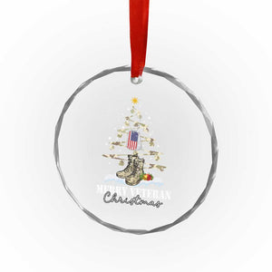 Veteran Day Xmas Crystal Glass Ornament Merry Veteran Christmas Fir Tree Dog Tag Combat Shoes TS11 Print Your Wear