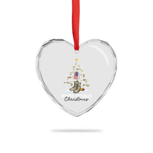 Veteran Day Xmas Heart Crystal Glass Ornament Merry Veteran Christmas Fir Tree Dog Tag Combat Shoes TS11 Print Your Wear