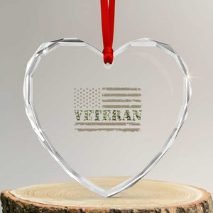 Veteran Heart Crystal Glass Ornament Retro Patriotic Army Camouflage US Flag TS10 Transparent Glass 3'' Heart Print Your Wear