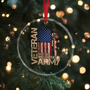 Veteran Of The United States Crystal Glass Ornament Army US Flag Veteran Patriotic TS10 Print Your Wear