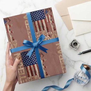 Veteran Of The United States Wrapping Paper Roll Army US Flag Veteran Patriotic TS10 Mocha Print Your Wear