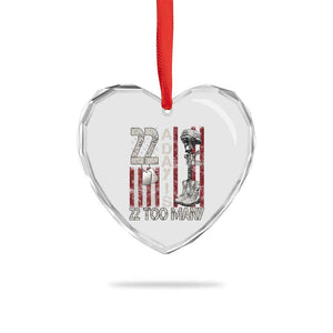 Veteran Suicide Awareness Heart Crystal Glass Ornament 22 A Day Is 22 Too Many TS02 Print Your Wear