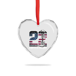Veteran Suicide Awareness Heart Crystal Glass Ornament 22 A Day is 22 Too Many Veteran Lives Matter TS02 Print Your Wear