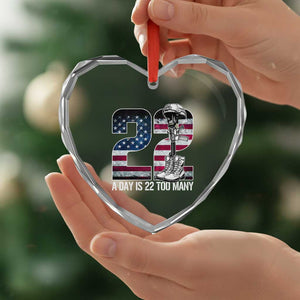 Veteran Suicide Awareness Heart Crystal Glass Ornament 22 A Day is 22 Too Many Veteran Lives Matter TS02 Print Your Wear