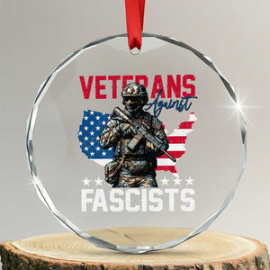 Veterans Against Fascists Crystal Glass Ornament Patriotic Soldier Vintage American Flag TS11 Transparent Glass 3'' Circle Print Your Wear