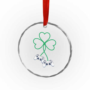 Video Game Lover St Patricks Day with Shamrock Controllers Crystal Glass Ornament TS11 Print Your Wear
